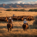 An image capturing the essence of the Wild West, where majestic longhorn cattle roam freely across vast Texan plains, while skilled cowboys clad in traditional attire ride through the iconic 6666 Ranch, embracing the spirit of an untamed Texas tale