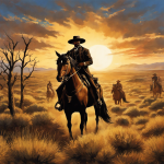 An image showcasing the legendary Bass Reeves, standing tall amidst a sun-kissed prairie, his silhouette adorned with a traditional Stetson hat, badge glinting, hand gripping a Winchester rifle, embodying the unwavering spirit of justice in the Wild West