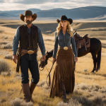 An image that captures the well-researched authenticity and attention to detail in Faith Hill's portrayal of authentic cowboy life in Yellowstone's 1883 prequel