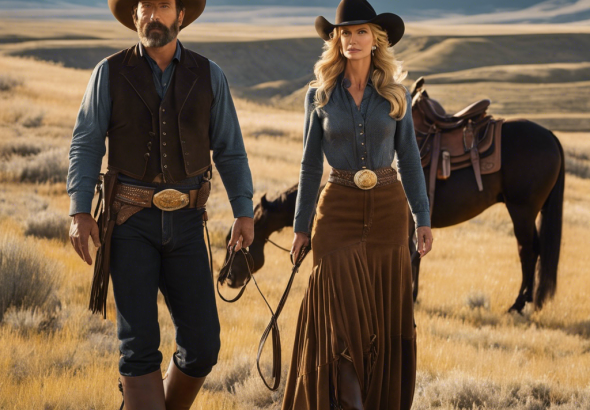 An image that captures the well-researched authenticity and attention to detail in Faith Hill's portrayal of authentic cowboy life in Yellowstone's 1883 prequel