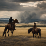 An image depicting the intense and controversial scene in Yellowstone's 1883 where Elsa is pushed to her limits, capturing the raw emotion and tension