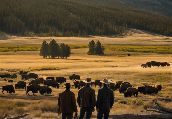 An image of a tense, unscripted moment from Yellowstone Season 3, such as a confrontation between characters, a dramatic landscape, or a surprising plot twist